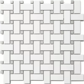White & Gray Basket Weave Mosaic - porcelain tile